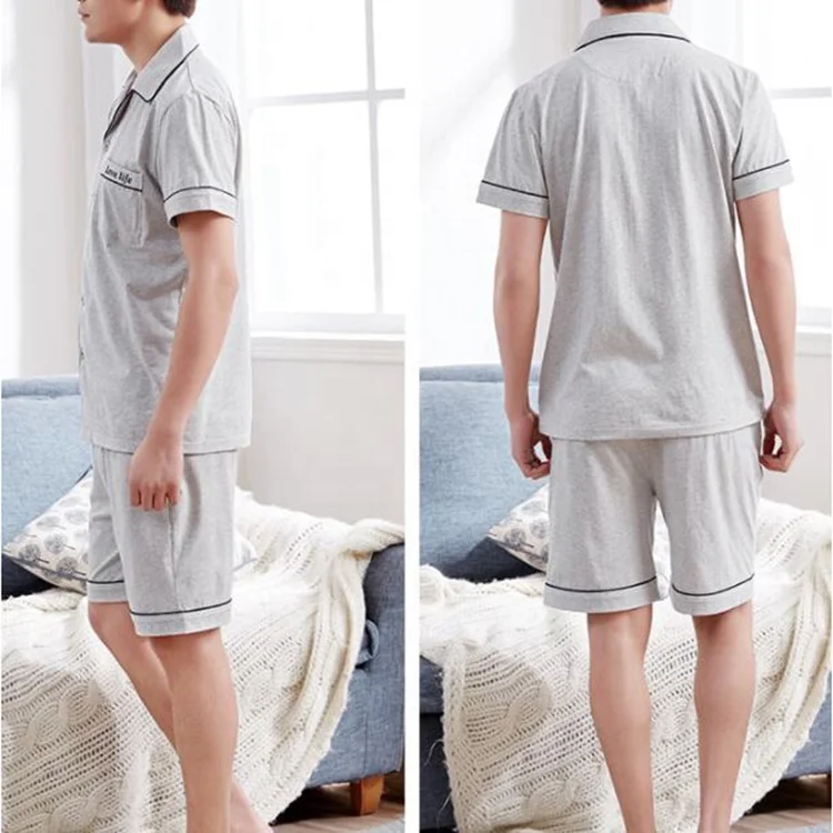Summer short sleeve cotton top and cheap mens satin pajamas