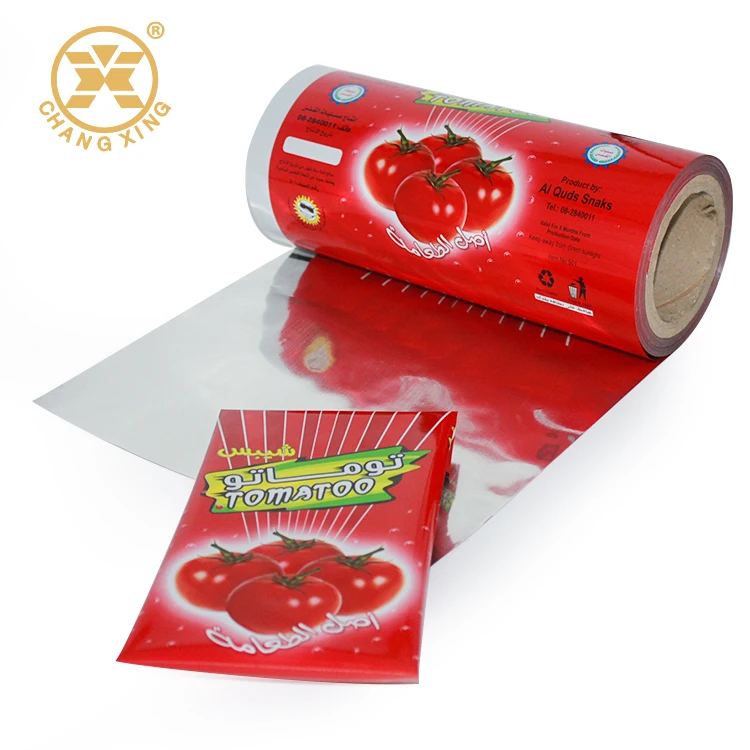 High barrier custom printed PET/AL/PE aluminum foil tomato ketch up sauce packaging roll film