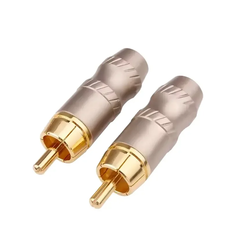 Wholesales RCA Male Plug Connector Jack DIY HIFI HI-END Audio Video AC Cable Pure Copper Plating Gold
