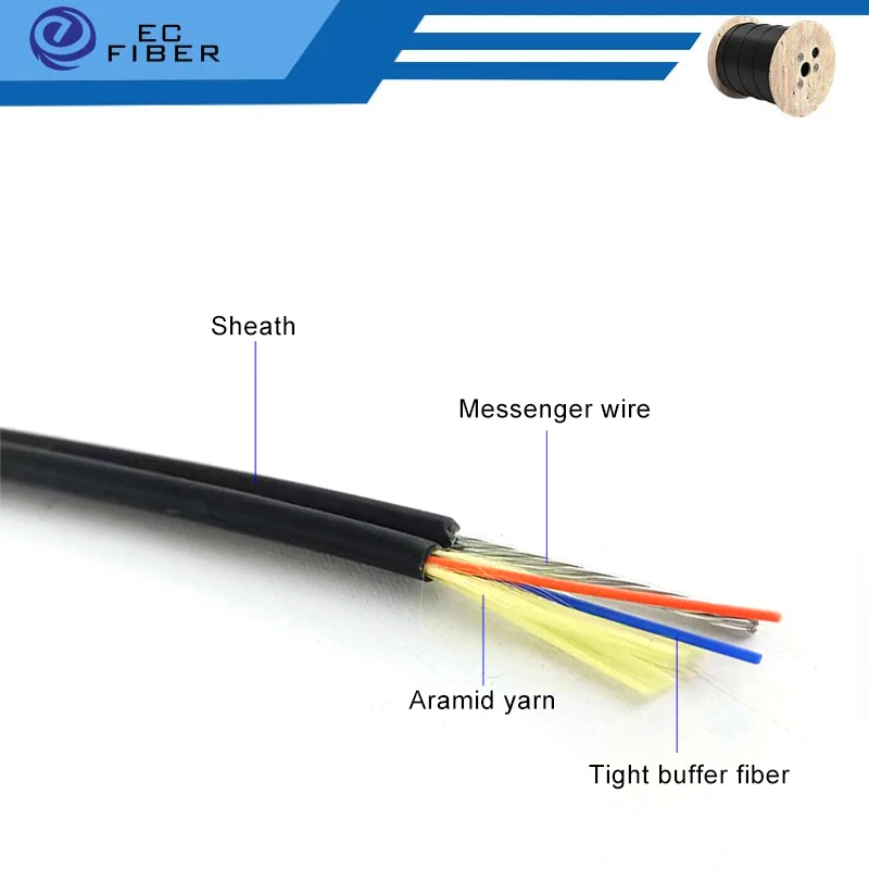 Aerial Self-Supporting GJYC8H Indoor fiber optic figure eight cable 2 hilos Figure 8 Cables with Aramid Yarn