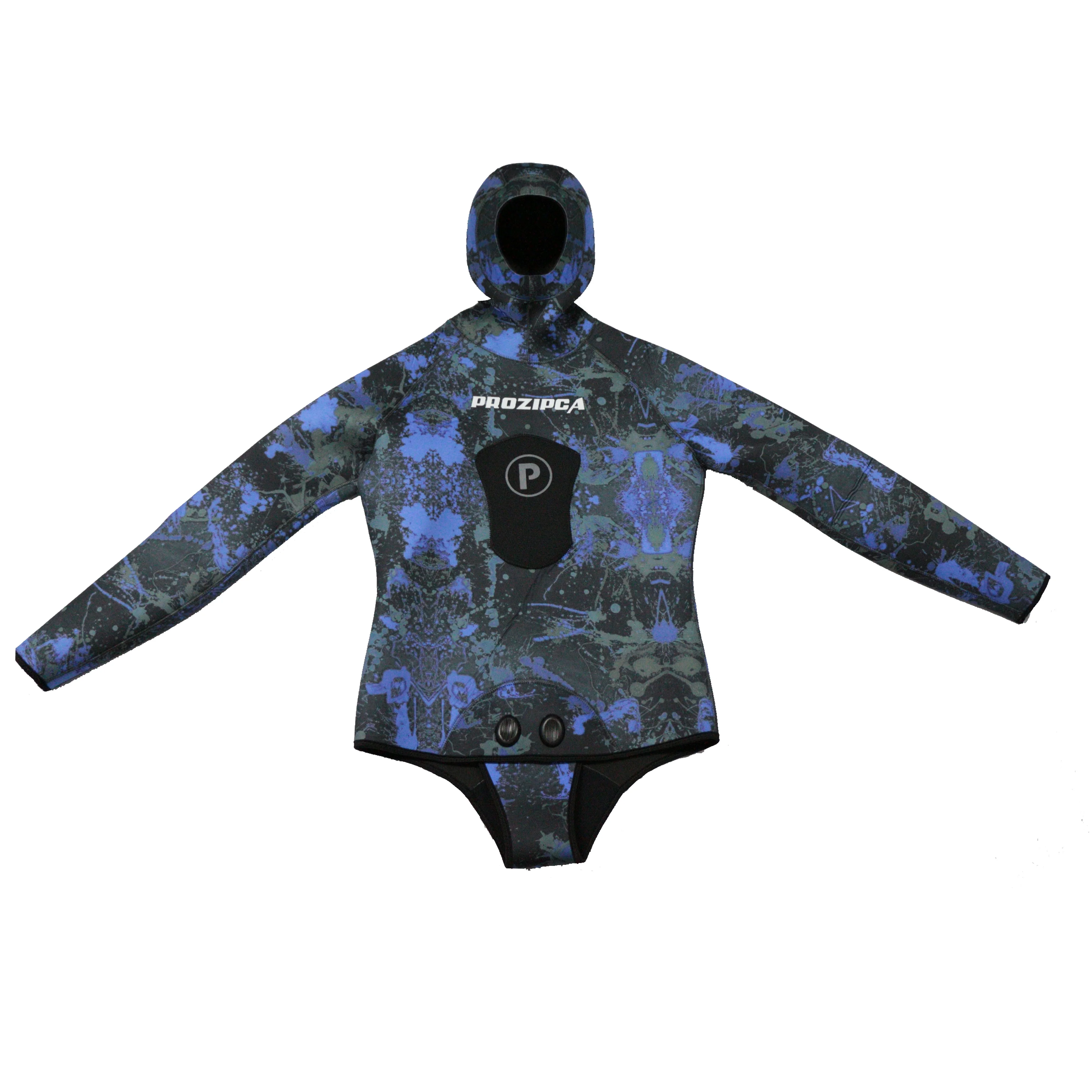 Customized Two Piece Camouflage Freediving Smooth Skin 3Mm 5Mm 7Mm Triathlon Men Hooded Spearfishing Neoprene Wetsuit