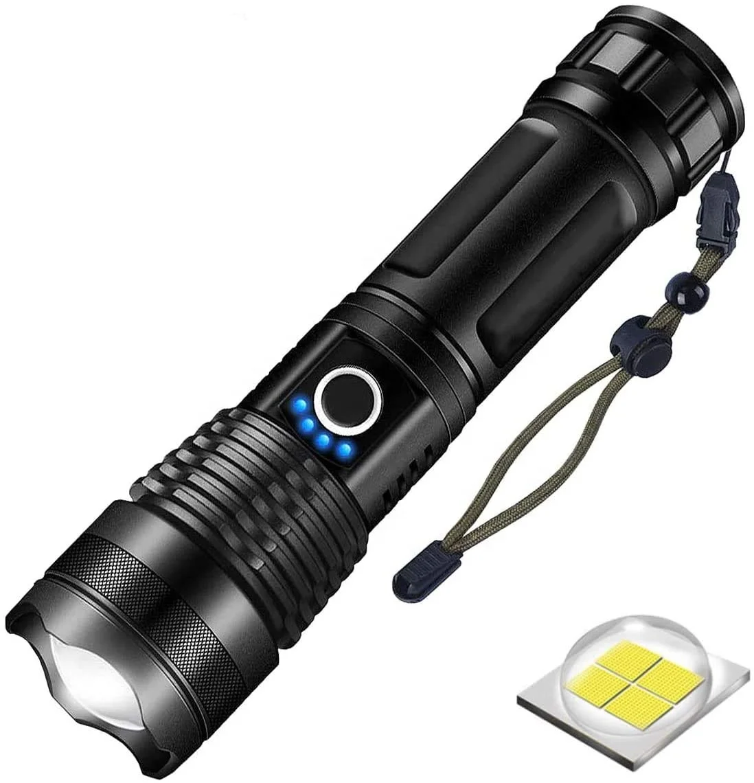 Multifunctional LED Flashlight Zoomable High Lumen Waterproof Water Resistant with Rechargeable Battery Handheld Portable