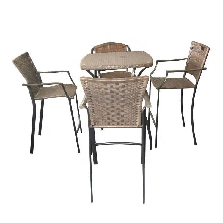 Yinzhou Living New Designer Outdoor Tiki Sets Restaurant Club Pub Furniture Table Rattan Patio Bar Set