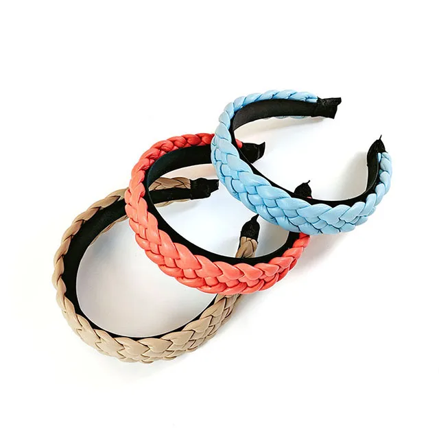 The New Leather Braided Headband Braid Hairpin Pressure Hair PU Headband Women