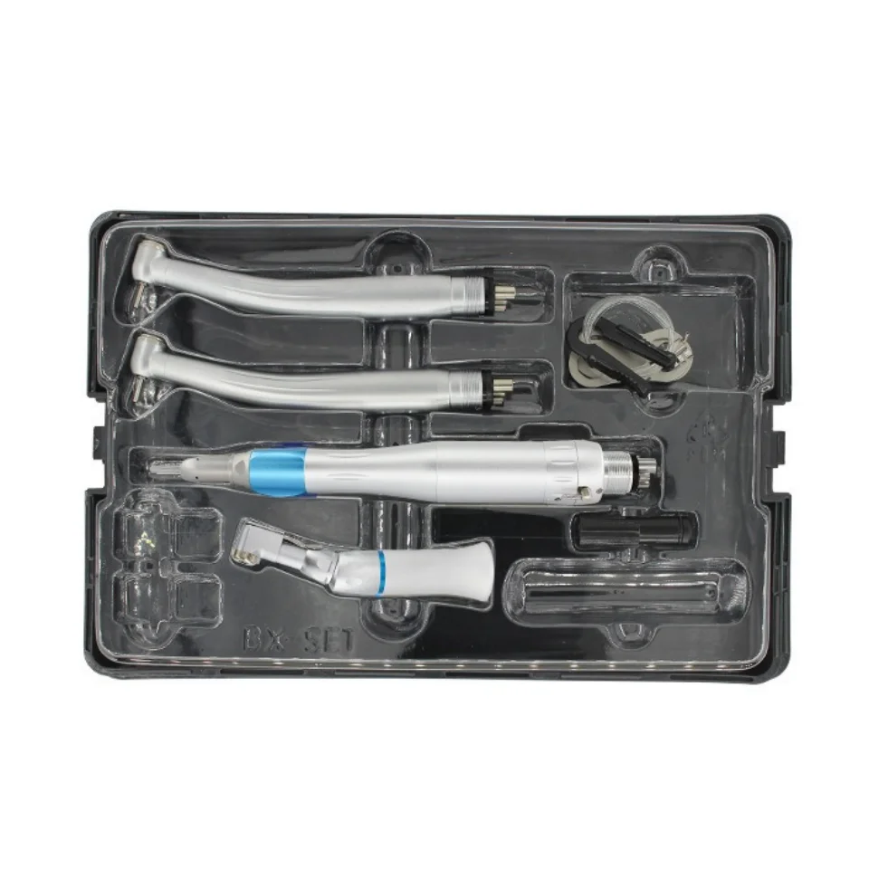 Dental 2/4 Holes Air Turbine Kits 2 High Push Button Speed Handpiece+ 1 Low Speed Handpiece School Student Packs