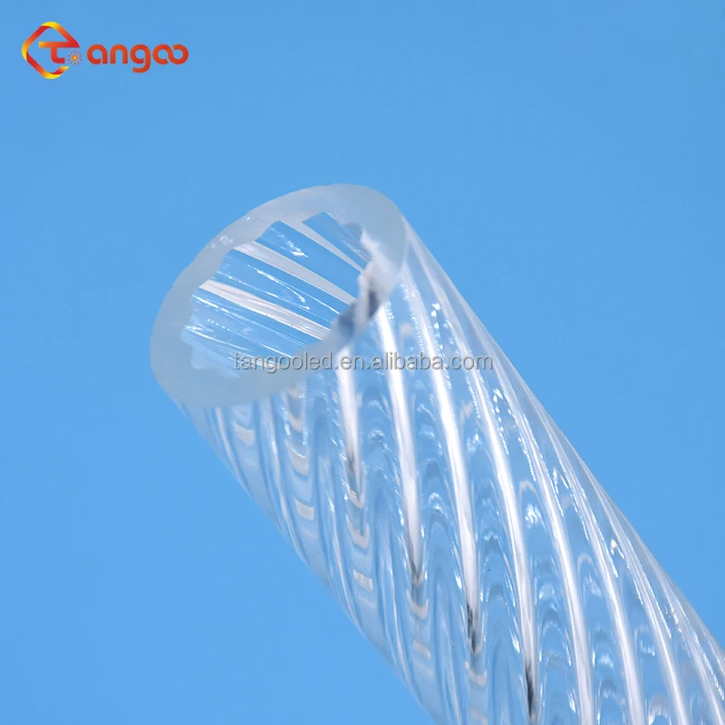 Transparent flexible acrylic diffuser tube plastic hot bending threaded round cover pmma inner twisted/spiral /screwed pipe