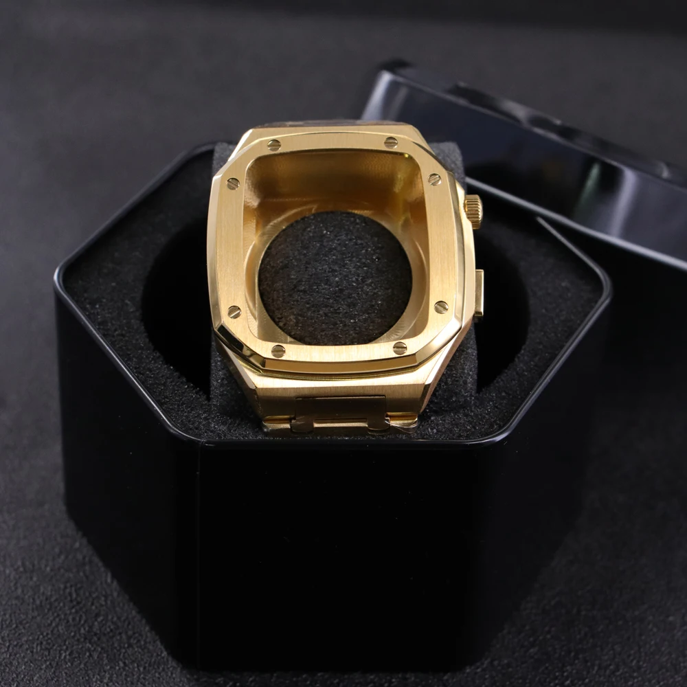 Металлический ремешок с тремя бусинами для iWatch серии 45 мм набор модификации корпус из нержавеющей стали Apple Watch 7 6 SE 5