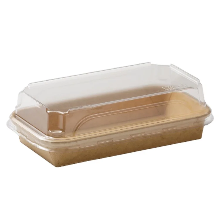 Factory food grade kraft paper sushi box high quality greaseproof paper sushi box take out portable sushi food container