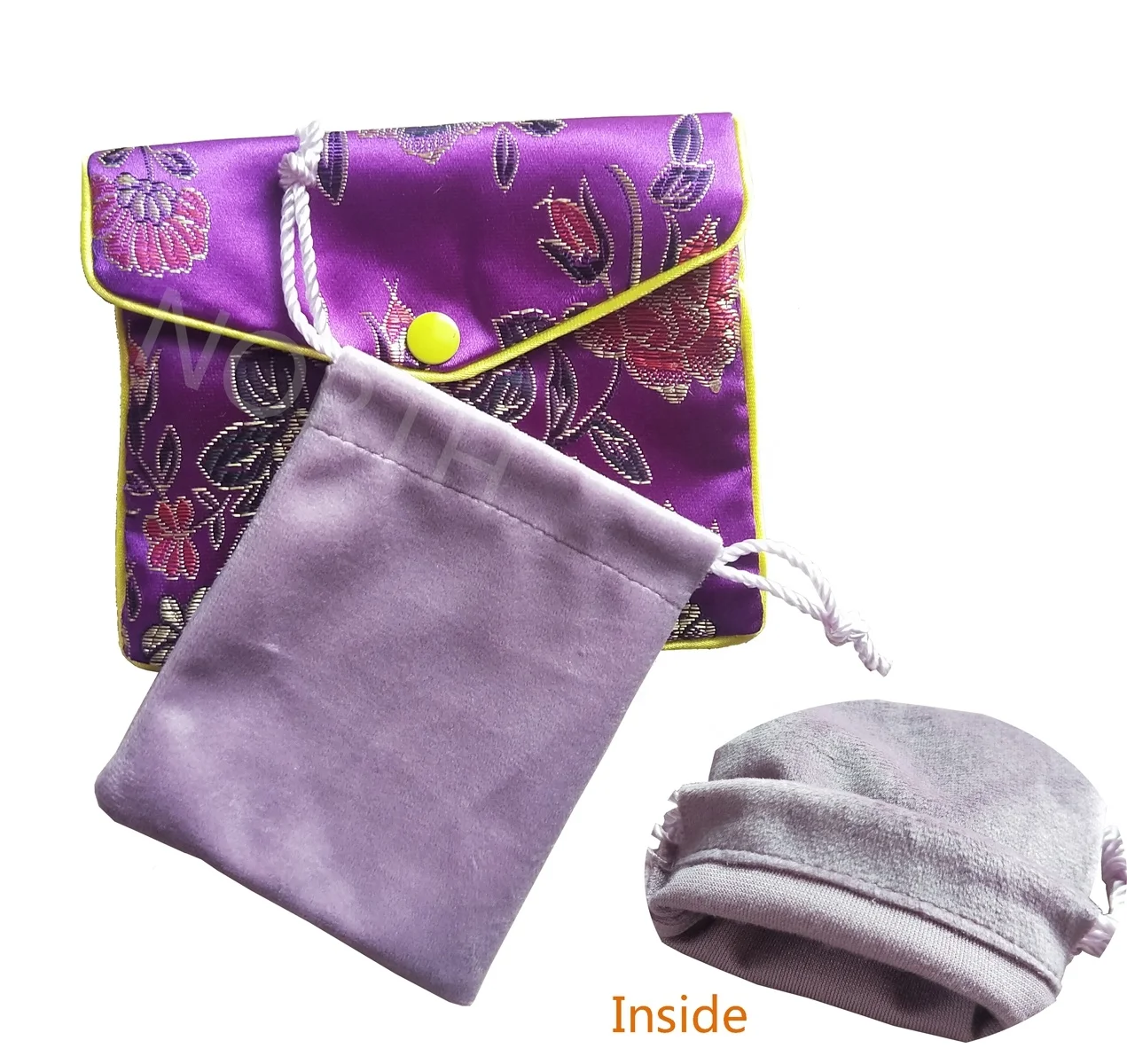 High quality envelope pink purple velvet suede silk rope drawstring dust bags jewelry gift pouch