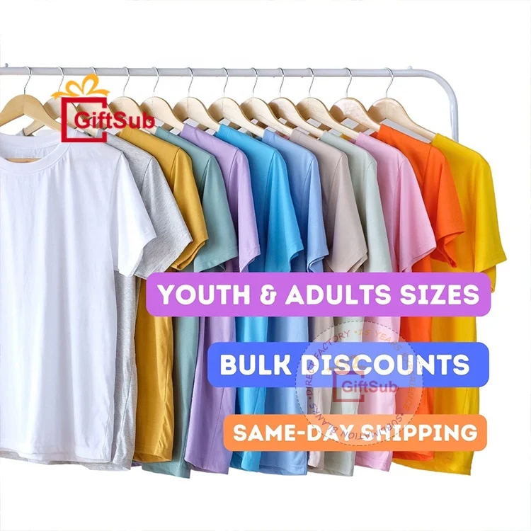 In Stock Spring Color Sublimation Plain Shirts 100 Polyester Soft Cotton Feel Adult T-shirts Heat Press Vinyl Blank White Shirts