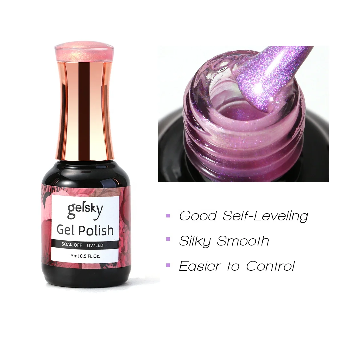 Gelsky Wholesale Resin Uv Gel Polish Aurora Gel Polish Hema Free Holographic Chrome Korean Gel Nail Polish