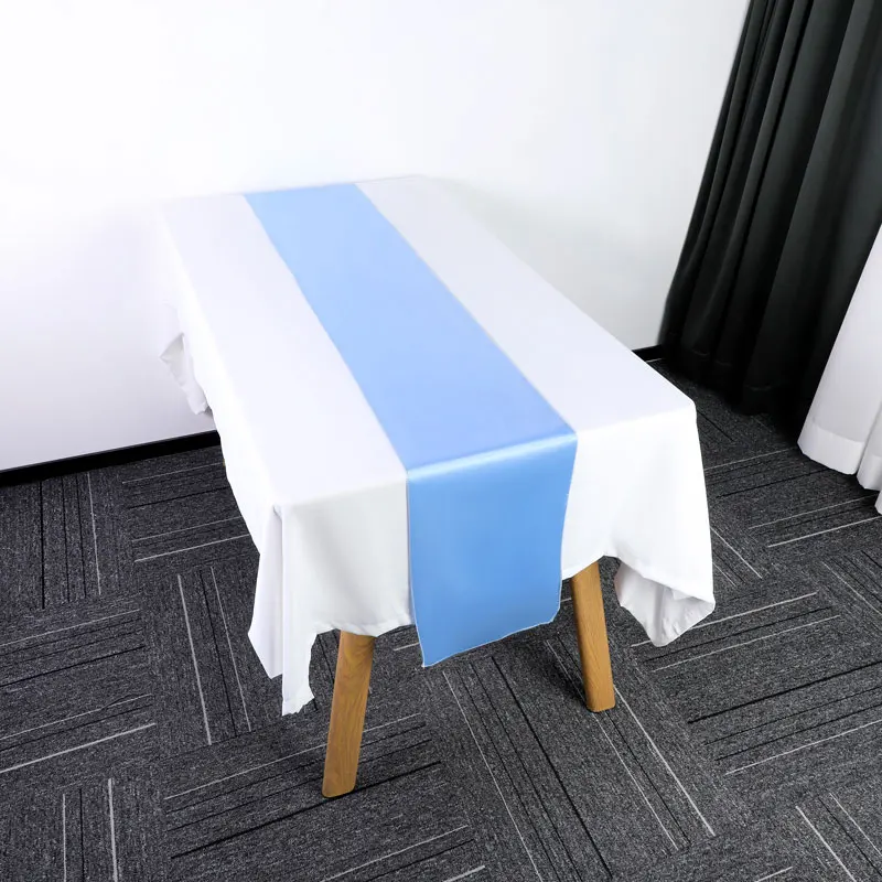 Hotel table linen satin home table runner chair sash decoration table runners for wedding banquet Pattern Type Solid