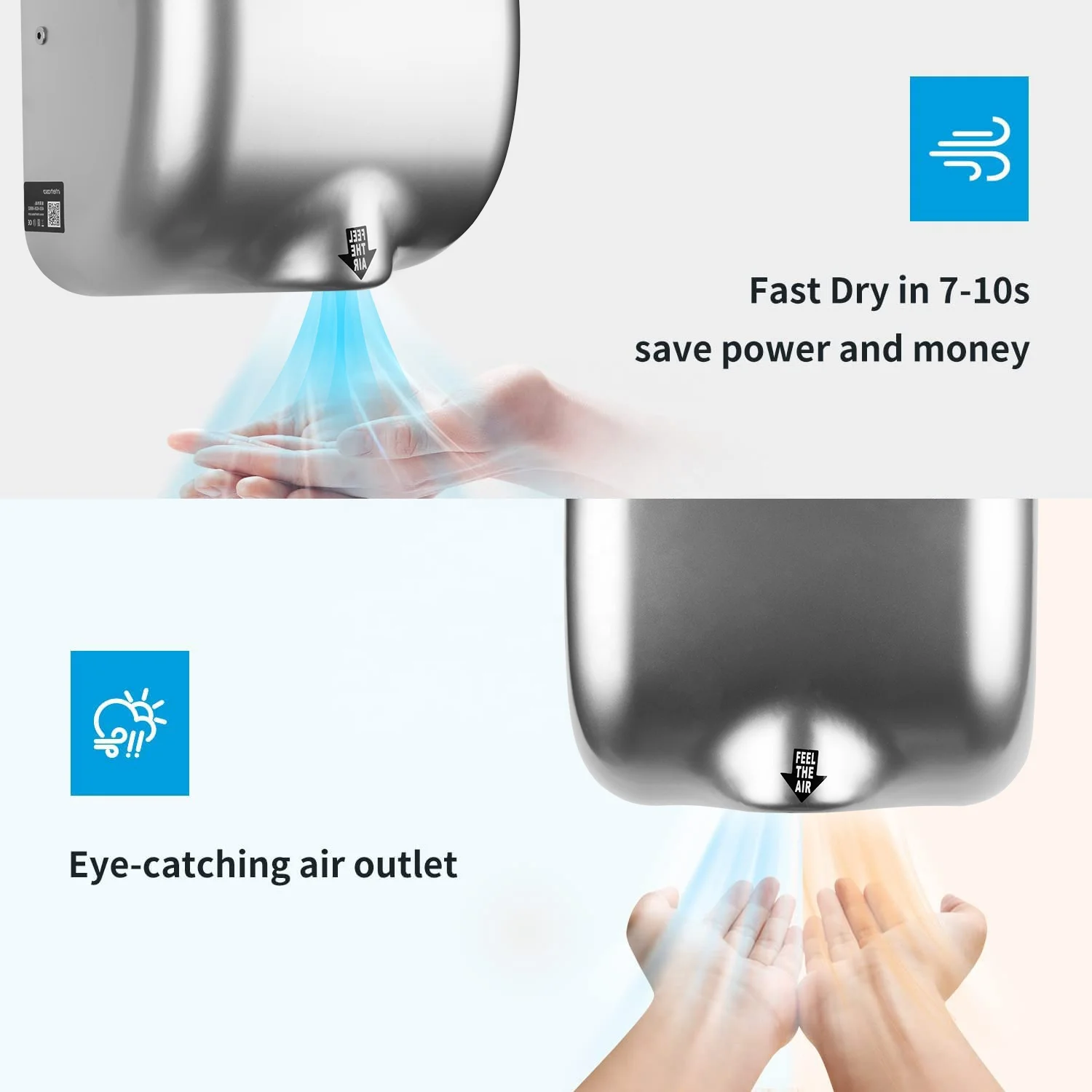 Commercial heavy duty hand drier stainless automatic hand dryer commercial for toilet