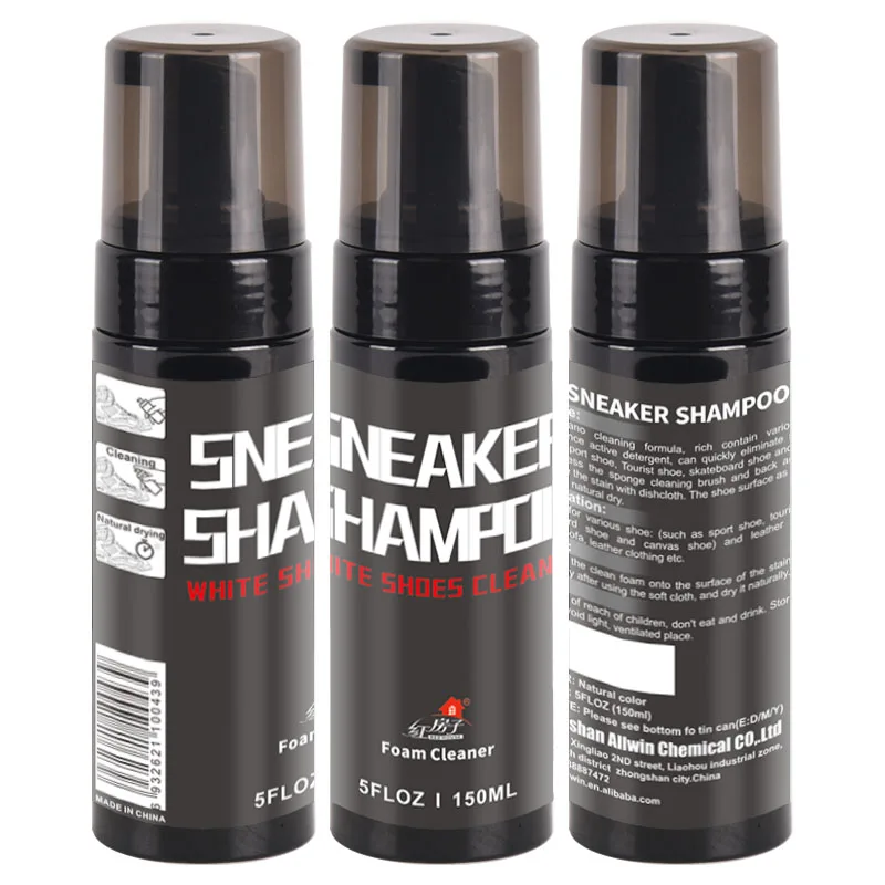 Allwin leather sport sneaker care product black bottle custom shoe cleaner foam spray 150ml