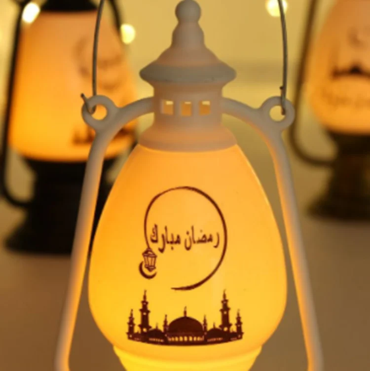 Wholesale Cheap Holiday Decoration Crafts Plastic Material Ramadan Lantern Light Eid Mubarak LED Lantern