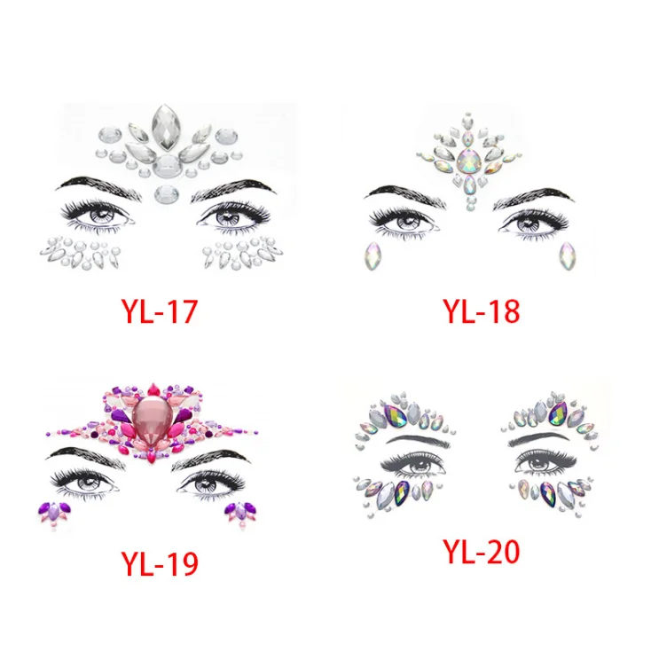Eco-friendly Diamond Face Sticker Rhinestone Stickers Body Temporary Gems