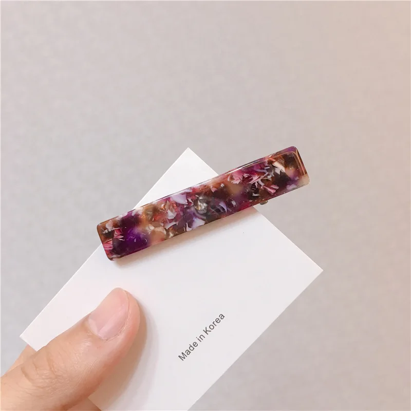 Wholesale Fashion Waterproof Durable Acetate Rectangle Barrettes Hair Clips Hair Accessories Women Girls
