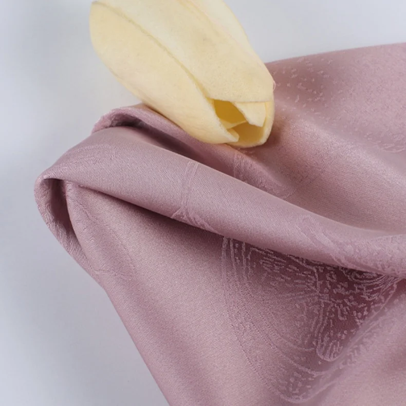 Factory direct imitation silk leaf pattern satin jacquard brocade fabric for dress and clothing
