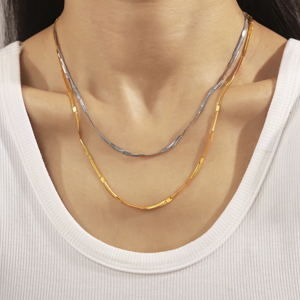 Hot air embossed blade chain personality Hip hop trend design stainless steel plated 18k gold clavicle chain