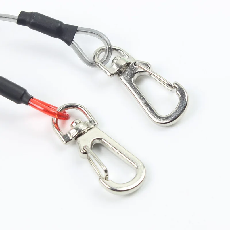 1.5m CoiCord Stretch Tether Key Chain Lobster Clasp Hook Lockable Cord Stripe Safty Rope Elastic Coil Fishing Lanyard Keychain