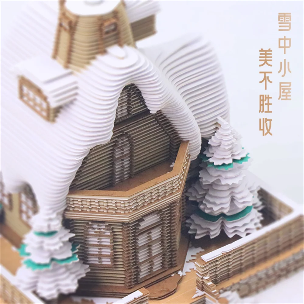 Fine Laser Engraving Paper Craft Sticky Note Personalized Igloo 3D Paper Carved Note For Commercial Use