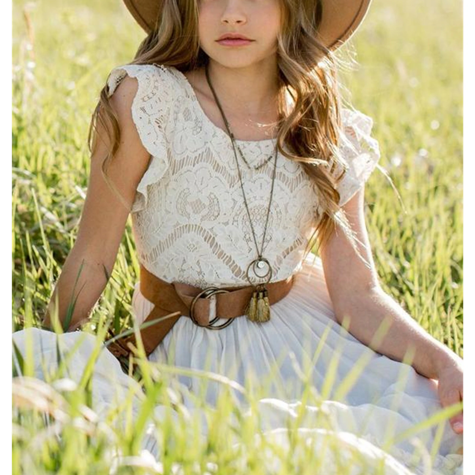 Оптовая продажа детской одежды на заказ летняя детская одежда от поставщика дизайнерская для девочек платье кружевное