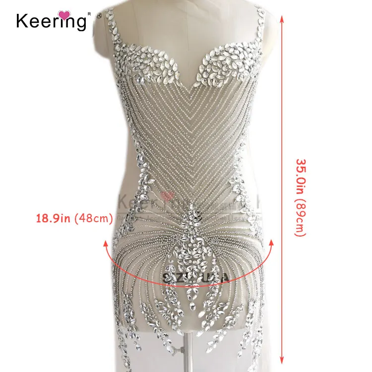 Модный дизайн красивый блестящий большой стеклянный камень передний бисер лиф аппликация WDP-151