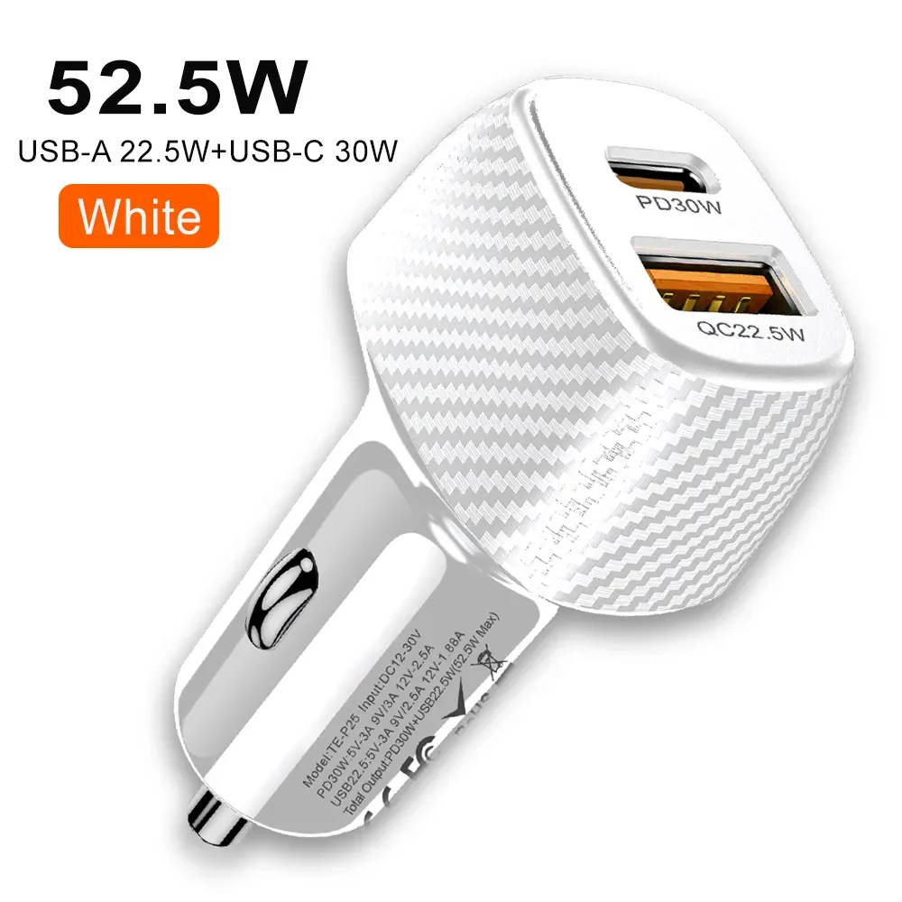 PSDA Car Charger with Plug 52.5W USB Car Charger Fast Charging PD PPS QC 3.0 USB Cigarette Lighter Charger for iPhone Samsung
