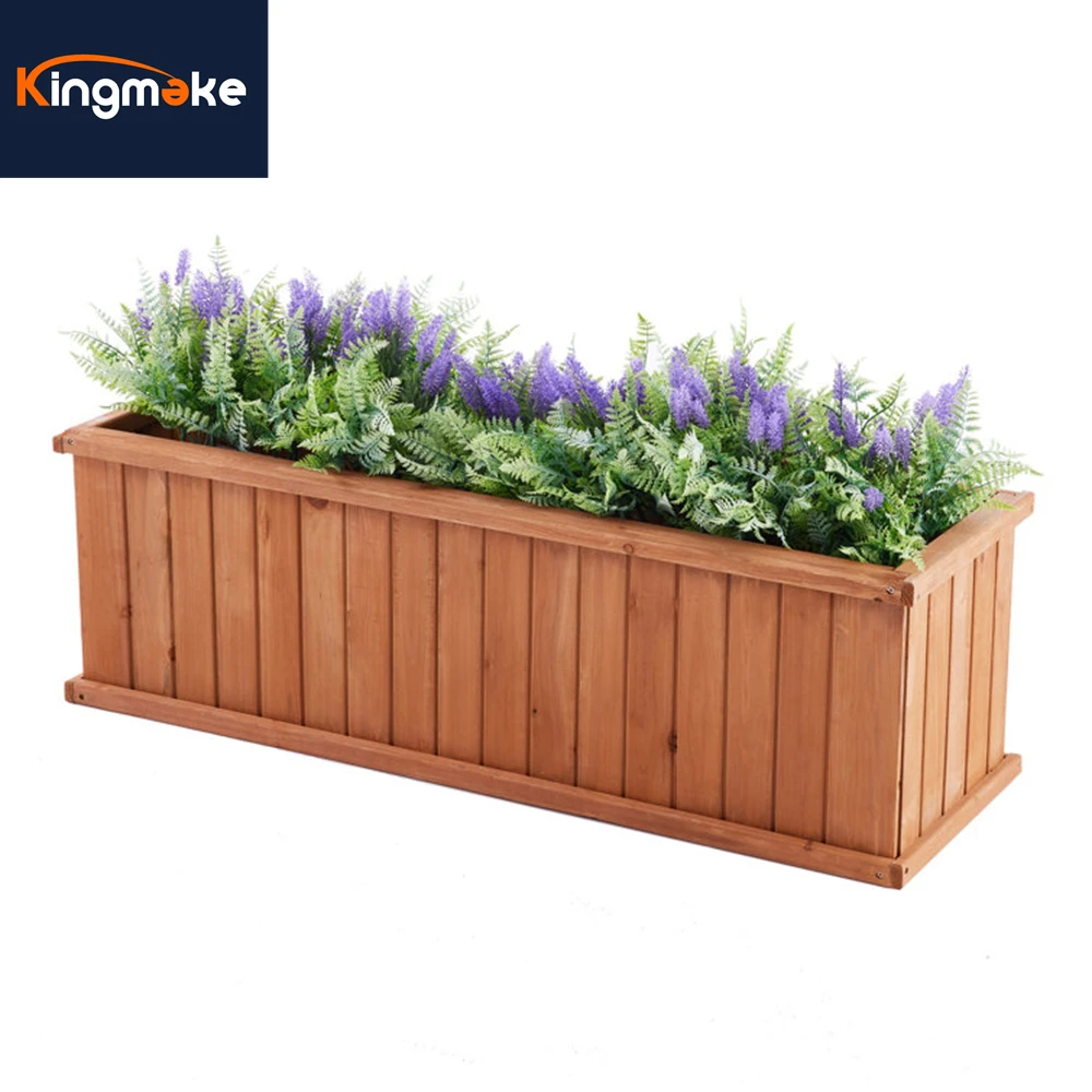 Simple Environmental Protection Outdoor Garden Plant Planter Patio Floor Wooden Rectangular Box Planter