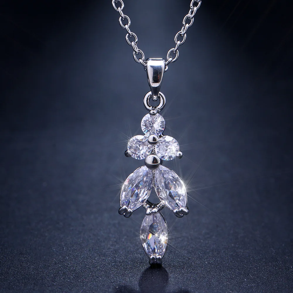 SLBRIDAL Design Rhinestones Crystals Butterfly Cubic Zircon Wedding Jewelry Set Bridal CZ Necklace Earring Set Women Jewelry Set