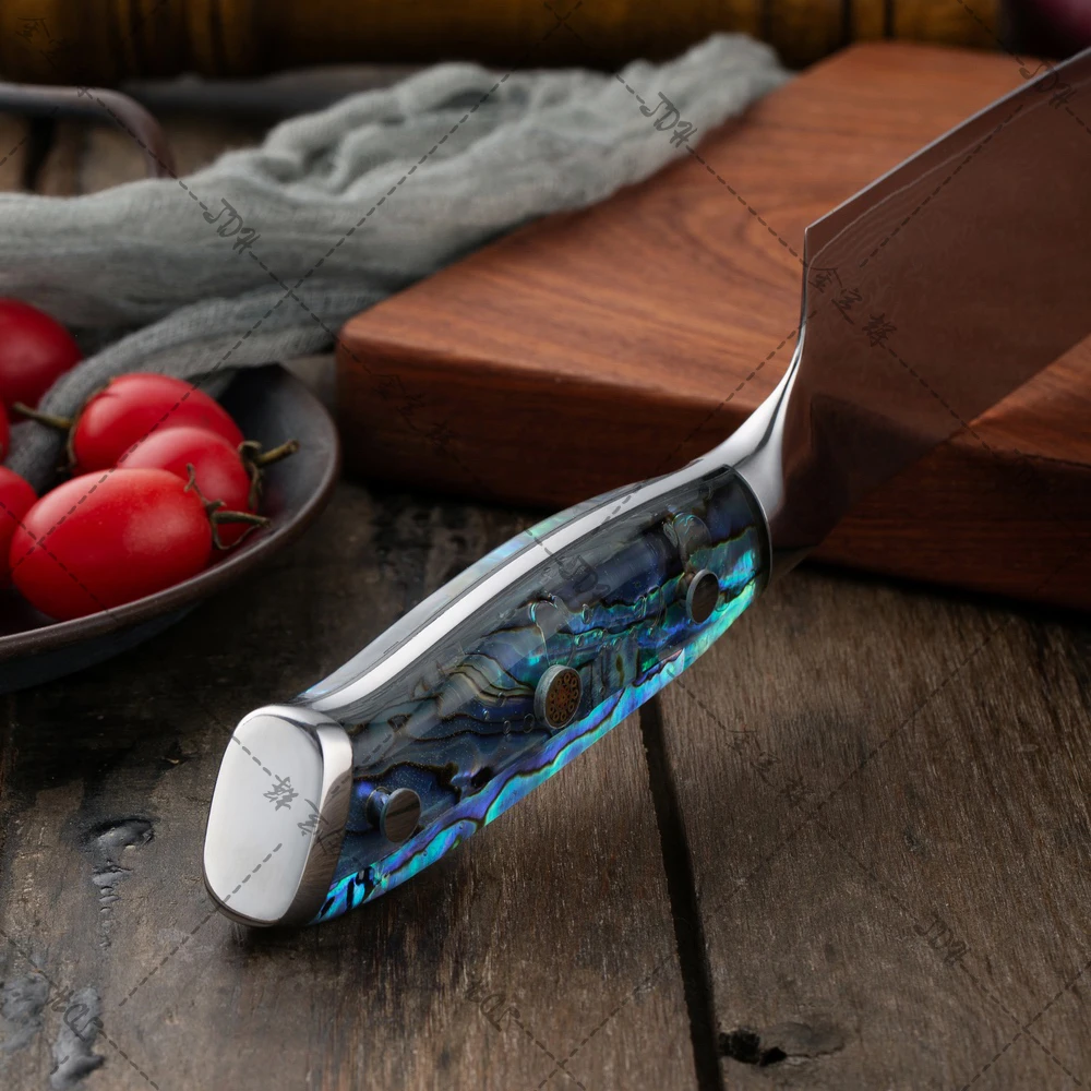 8 inch Bread Knife Damascus Kitchen Knife 67 Layers Damascus Steel with Abalone Shell Handle