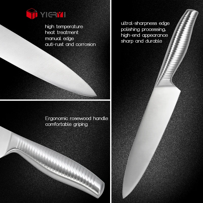YIERYI 9 PCS High Quality Stainless Steel Knife with Hollow Handle Kitchen Knives Set