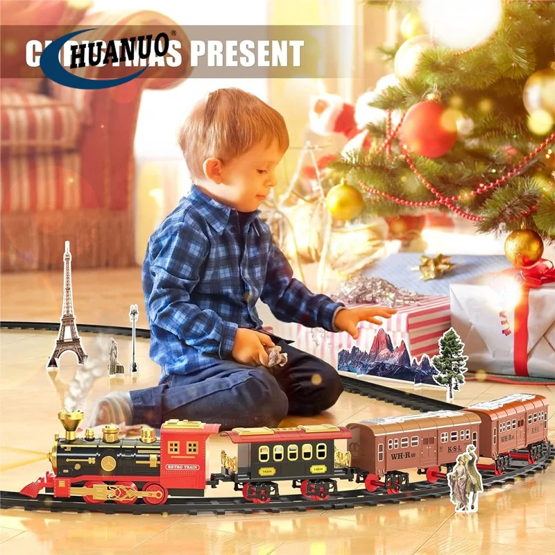 Boys And Girls Play Game Children Gift Kids Cars Tracks Toy Spray Electric Toy Train Railway With Light And Sounds