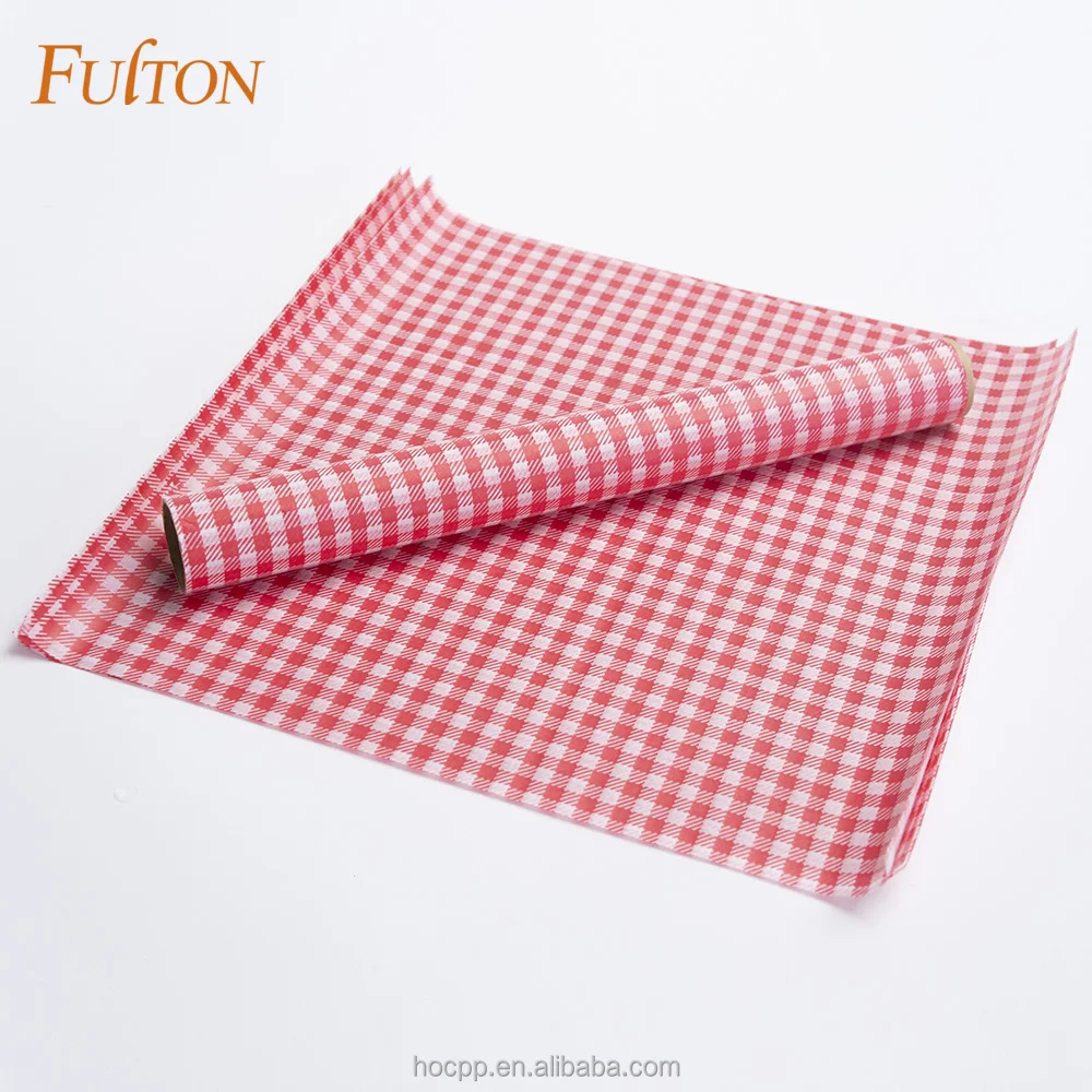 Custom-Printed Sandwich Paper Red And White Checkered Wax Paper Sheets For Food