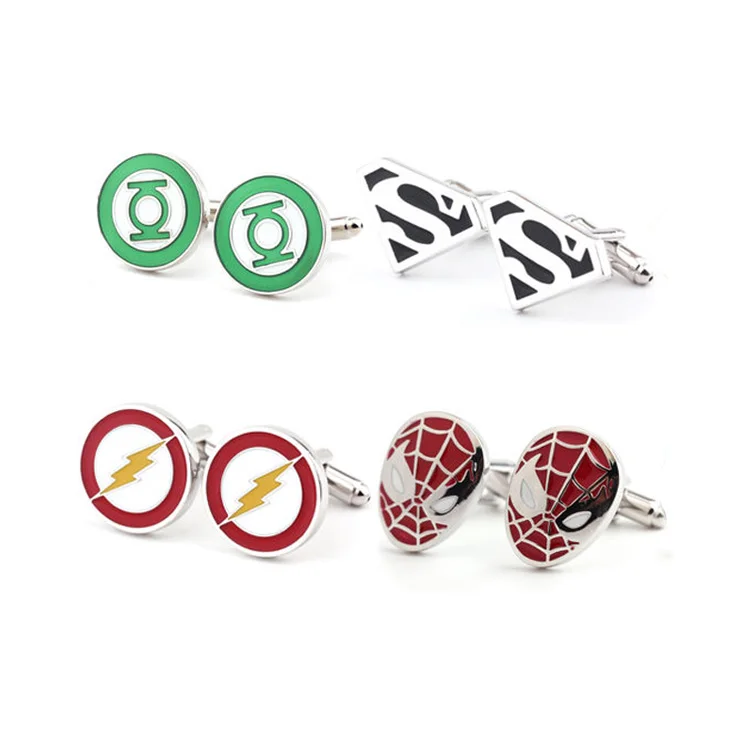 Hot Sales Mens Button Cover Cufflinks Custom Men Shirt Studs And Cufflinks Superhero Personalized Cufflinks