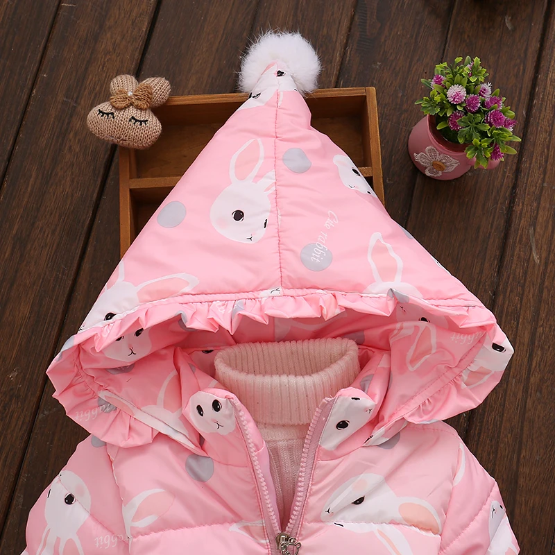 New Fashion Animal Print Baby Girls Coat Thicken Jackets For Kids Warm Girls Cotton Coat Outerwear