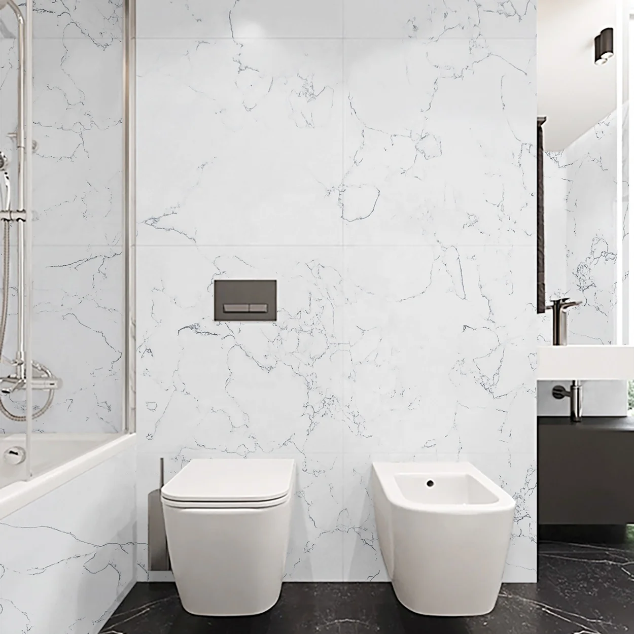 New design low water absorption white artificial marble wall panel shower wallboard