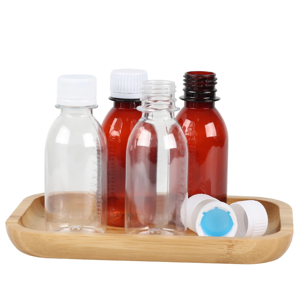 PET food grade liquid bottle, graduated small mouth bottle medical medicine plastic bottle