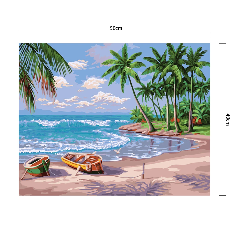
Customization Ocean Sea Sunshine Oil Painting for Meeting Room Living Room Cabinet Ornament Hawaii Beach Painting by Numbers Set 