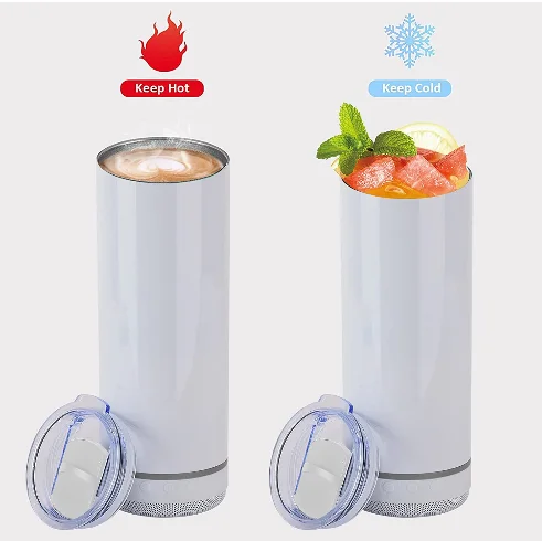 New design stainless steel 14oz/20oz blanks speaker tumbler sublimation music cup with lids