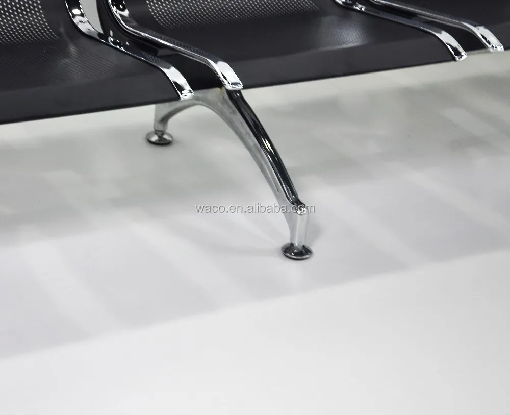 Factory Outlet 5 Seater Black Airport Waiting Bench Seats Gang Chair Waiting Area Airport Waiting Chair