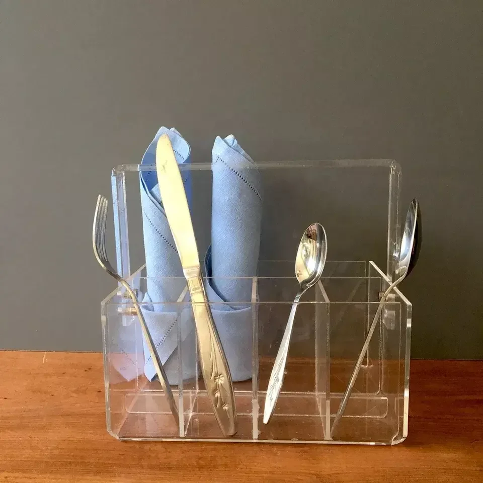 Handmade Acrylic Custom Cutlery Holder Divider Basket Organizer for Knife/spoon/fork