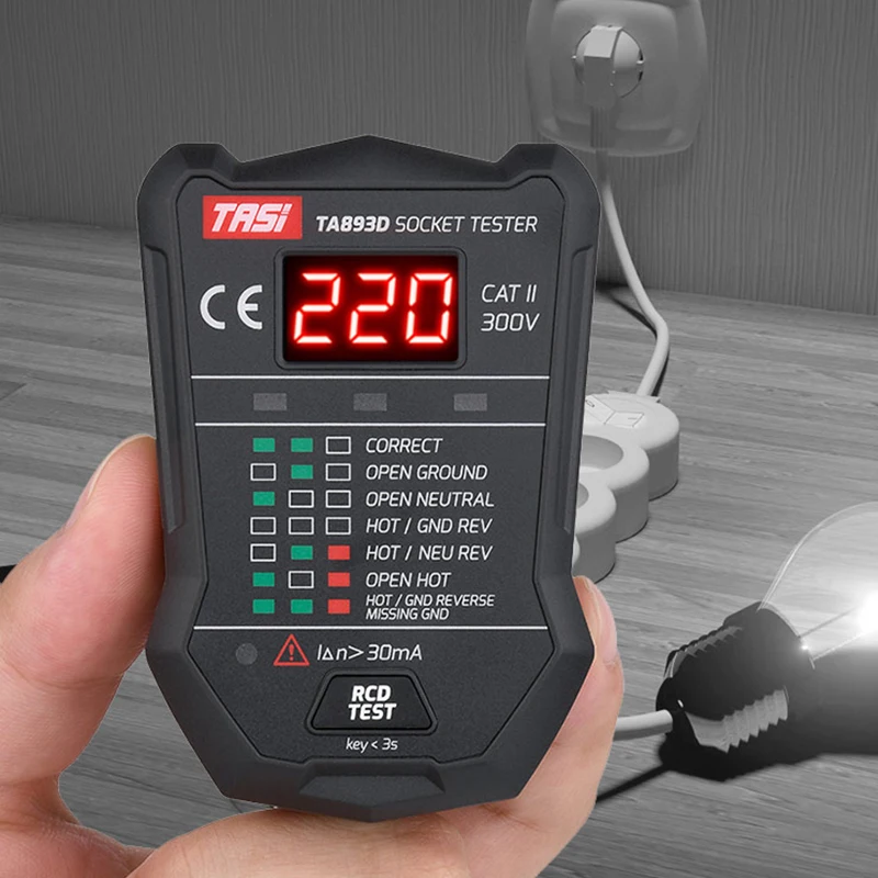 Тестер напряжения TASI TA893D 175 В ~ 250 тестер RCD GFCI британская вилка настенной