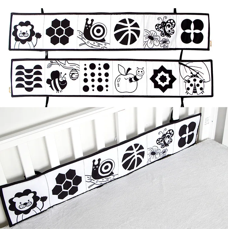 LC Wholesale Of Early Childhood Education Baby Puzzle Black And White Tracking Cloth Book Bed Surround Baby Visual Toys