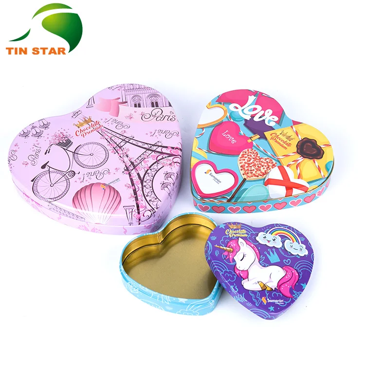 Factory Direct Sale Heart Shape Tin Box For Gift Candy Tin Can