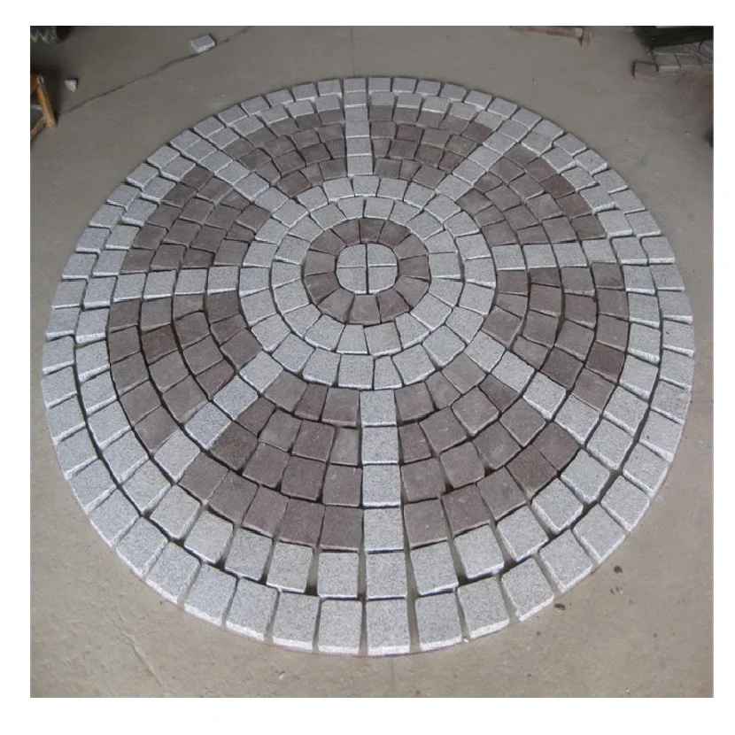 Interlocking paver stone grey granite round with customized designs