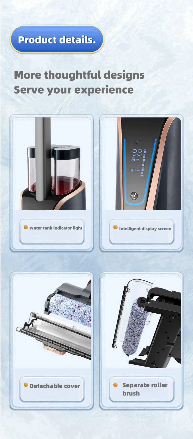 Smart Home Cleaning Machine for Multi-surface Floor Scrubber Mop 2-in-1 Self-cleaning Cordless Wet Dry Vacuum Floor Cleaner