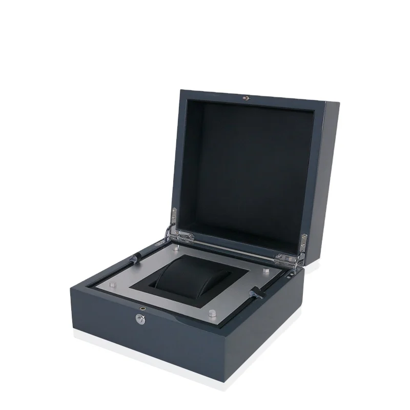 Luxury watch packaging wooden boxes with metal plate insert