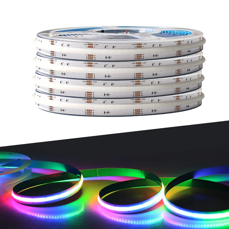 DC24V RGB COB LED Strip Light Magic Digital with Soft 672/m LED COB No Light Point for TV IP68 Rated WiFi Switch Mode