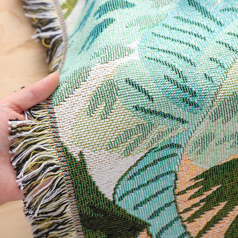 Жаккардовый хлопковый гобелен с логотипом дизайна, Тканое покрывало для кушетки